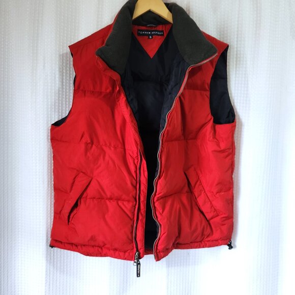 Tommy Hilfiger Down Puffer Vest Men's XL Red Pockets Toggle Waist Outdoor - Picture 3 of 14
